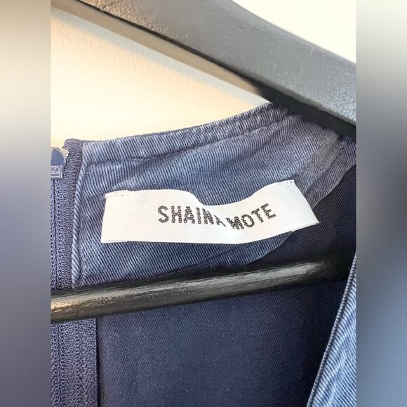 Shaina Mote Miro wrap jumpsuit navy blue 100% lyocell tie waist wide leg minimal - Picture 5 of 12